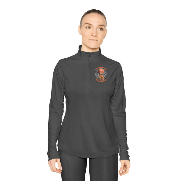 CAB Big Brains - Orange text - Ladies Quarter-Zip Pullover