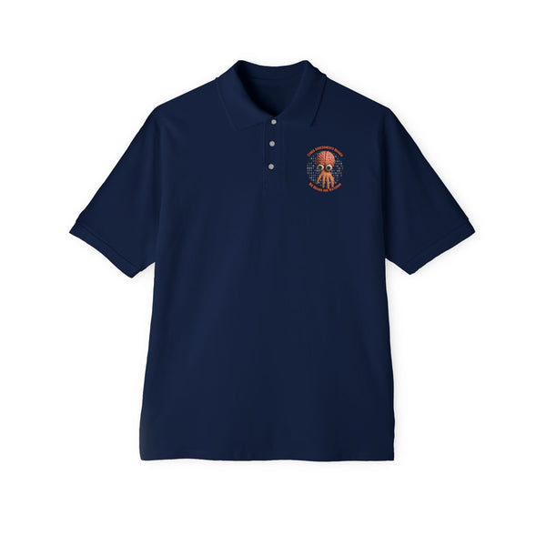 CAB Big Brains - Orange text - Men's Piqué Polo