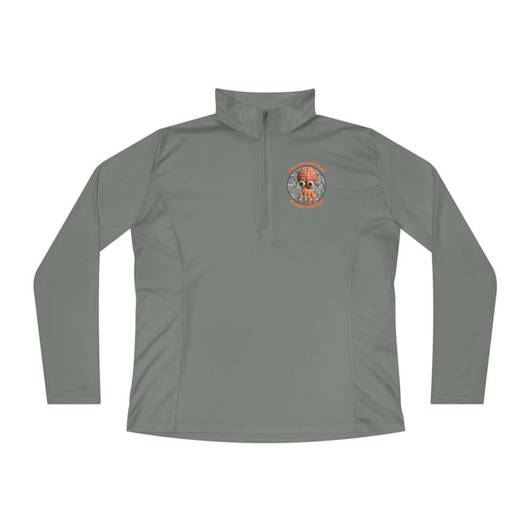CAB Big Brains - Orange text - Ladies Quarter-Zip Pullover