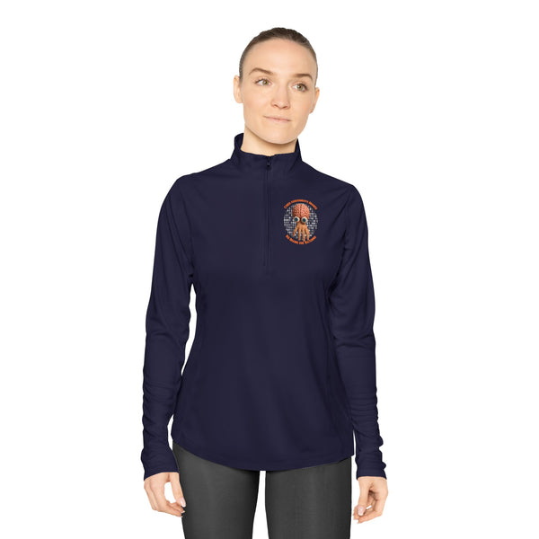 CAB Big Brains - Orange text - Ladies Quarter-Zip Pullover