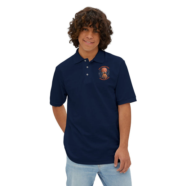 CAB Big Brains - Orange text - Men's Piqué Polo