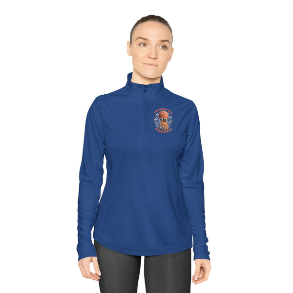 CAB Big Brains - Orange text - Ladies Quarter-Zip Pullover