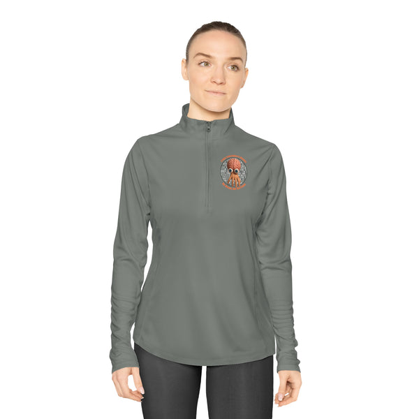 CAB Big Brains - Orange text - Ladies Quarter-Zip Pullover