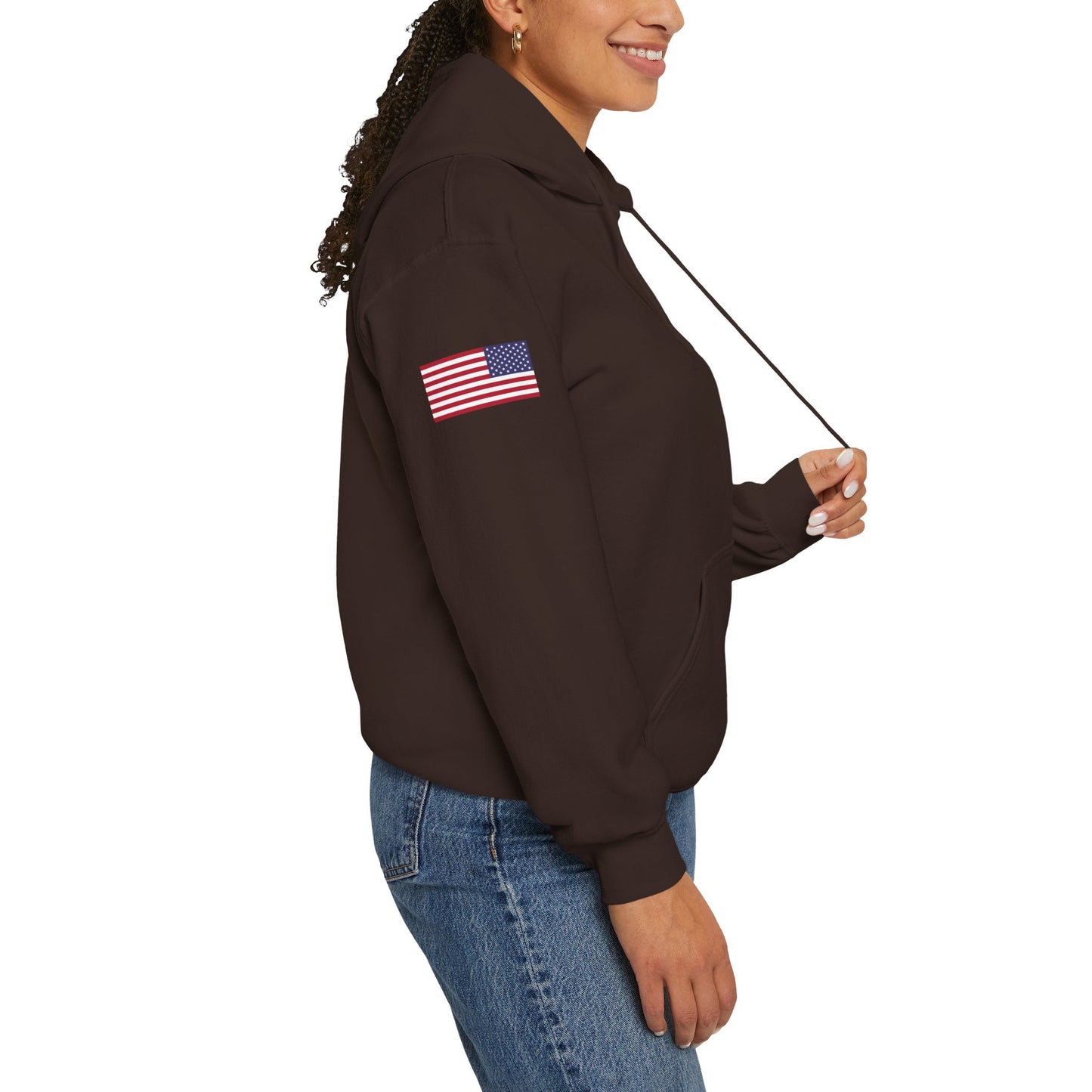 Bitcoin - USA Flag on Right Sleeve - Unisex Heavy Blend™ Hooded Sweatshirt