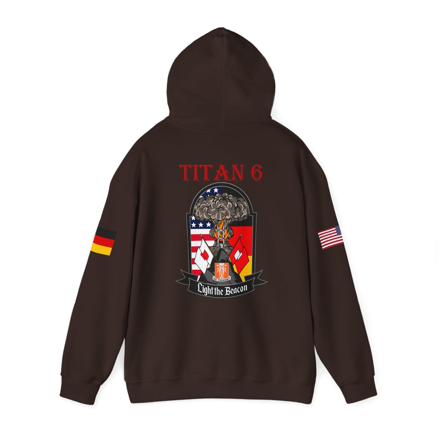 Titan 6 Call Sign -  USANEC-S - Flags on Sleeves - Unisex Heavy Blend™ Hooded Sweatshirt