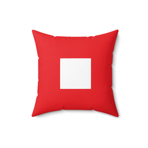 Signal Flag - White Square on Red - Spun Polyester Square Pillow