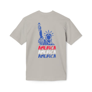 America x3 !  Unisex Midweight T-shirt, Made in USA