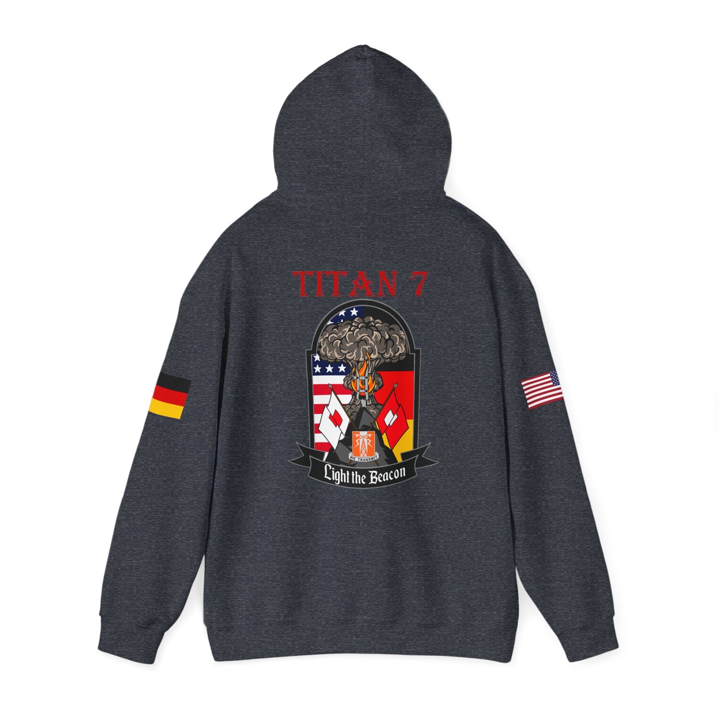 Titan 7 Call Sign -  USANEC-S - Flags on Sleeves - Unisex Heavy Blend™ Hooded Sweatshirt