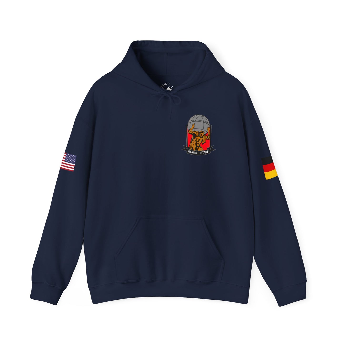 Titan 7 Call Sign -  USANEC-S - Flags on Sleeves - Unisex Heavy Blend™ Hooded Sweatshirt