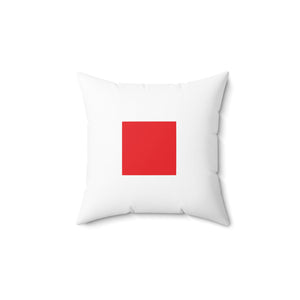Signal Flag - Red Square on White - Spun Polyester Square Pillow