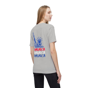 America x3 !  Unisex Midweight T-shirt, Made in USA