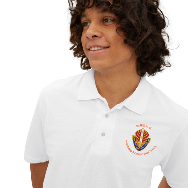 AAB Sword - Orange text - Men's Piqué Polo