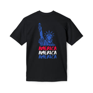 America x3 !  Unisex Midweight T-shirt, Made in USA