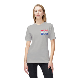 America x3 !  Unisex Midweight T-shirt, Made in USA