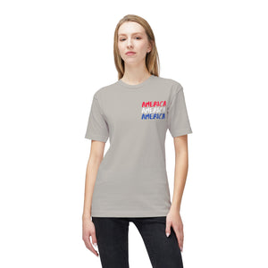 America x3 !  Unisex Midweight T-shirt, Made in USA