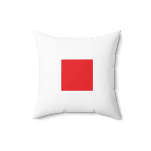 Signal Flag - Red Square on White - Spun Polyester Square Pillow