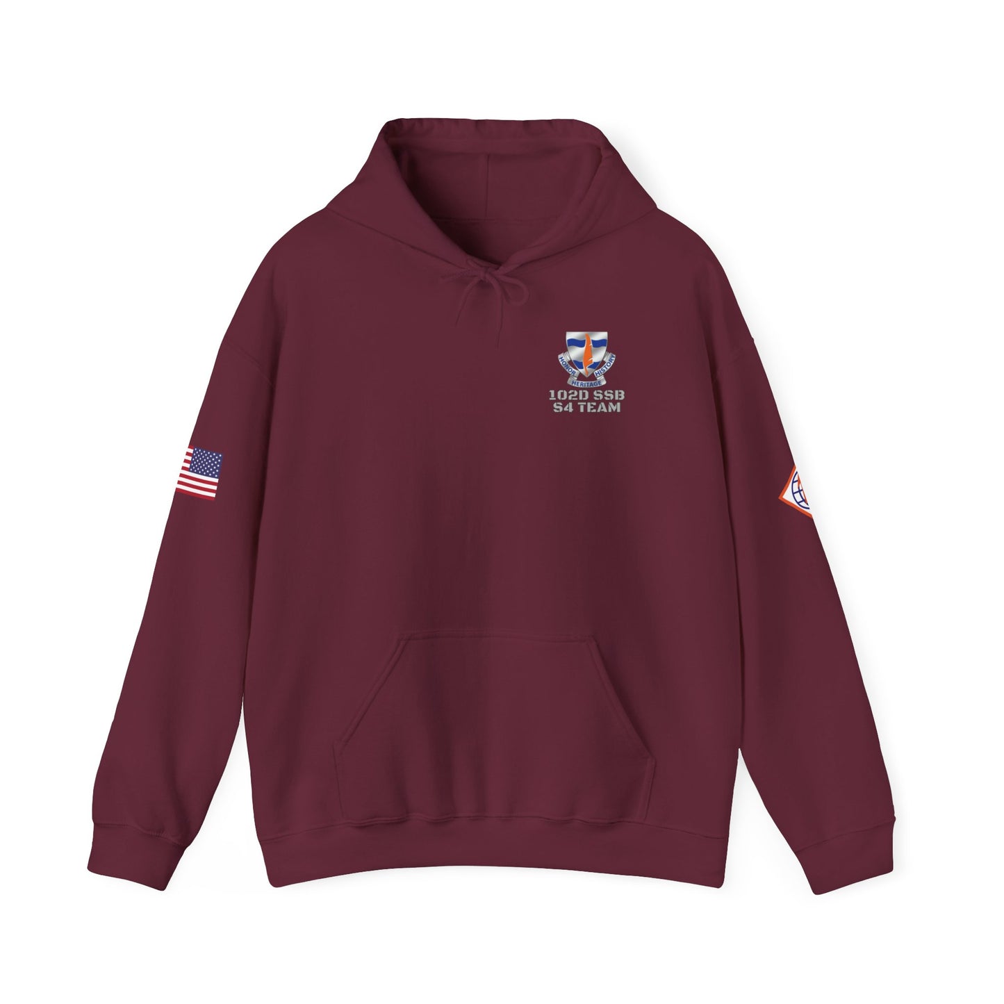 S4 - Option 2 - 102D SSB - Flags on Sleeves - Unisex Heavy Blend™ Hooded Sweatshirt