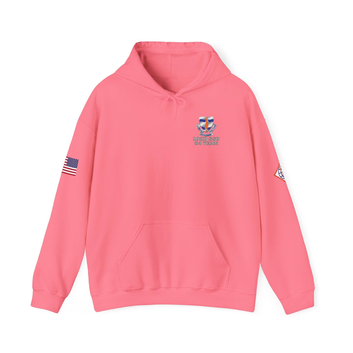 S4 - Option 2 - 102D SSB - Flags on Sleeves - Unisex Heavy Blend™ Hooded Sweatshirt