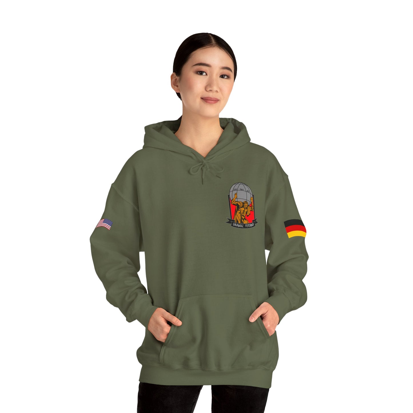 Titan 7 Call Sign -  USANEC-S - Flags on Sleeves - Unisex Heavy Blend™ Hooded Sweatshirt