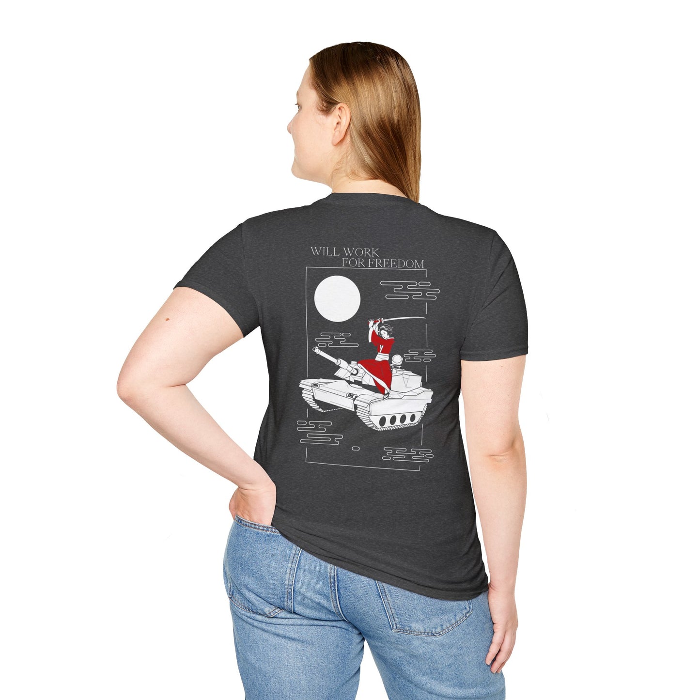 A Samurai on a Tank on a Soft-style tee