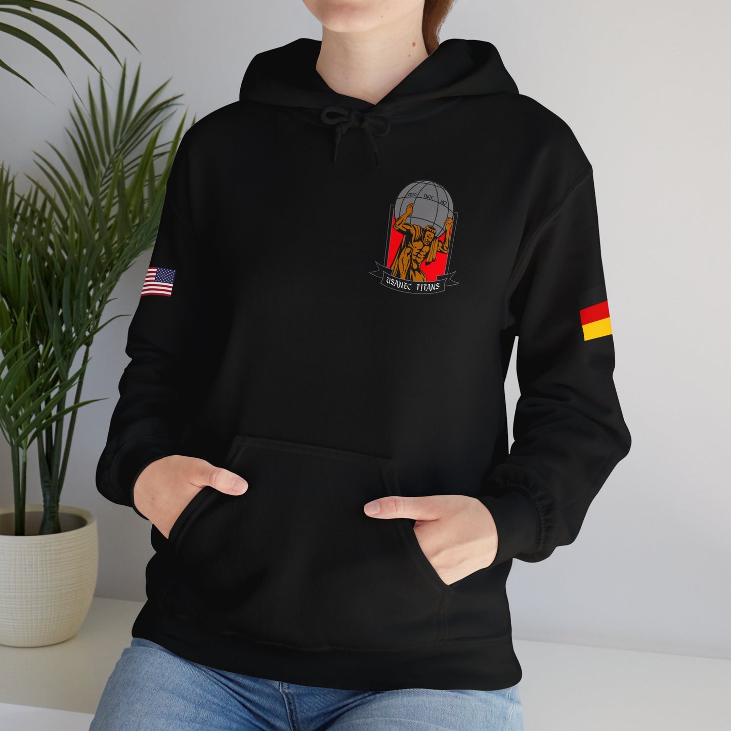 Titan 7 Call Sign -  USANEC-S - Flags on Sleeves - Unisex Heavy Blend™ Hooded Sweatshirt