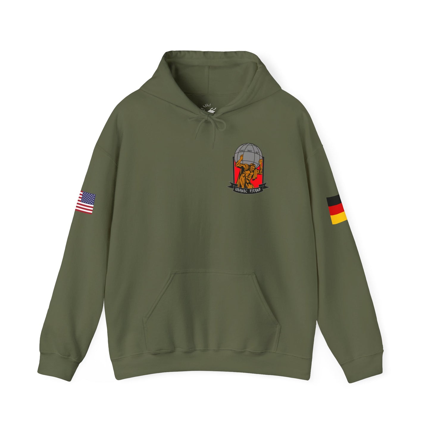 Titan 7 Call Sign -  USANEC-S - Flags on Sleeves - Unisex Heavy Blend™ Hooded Sweatshirt