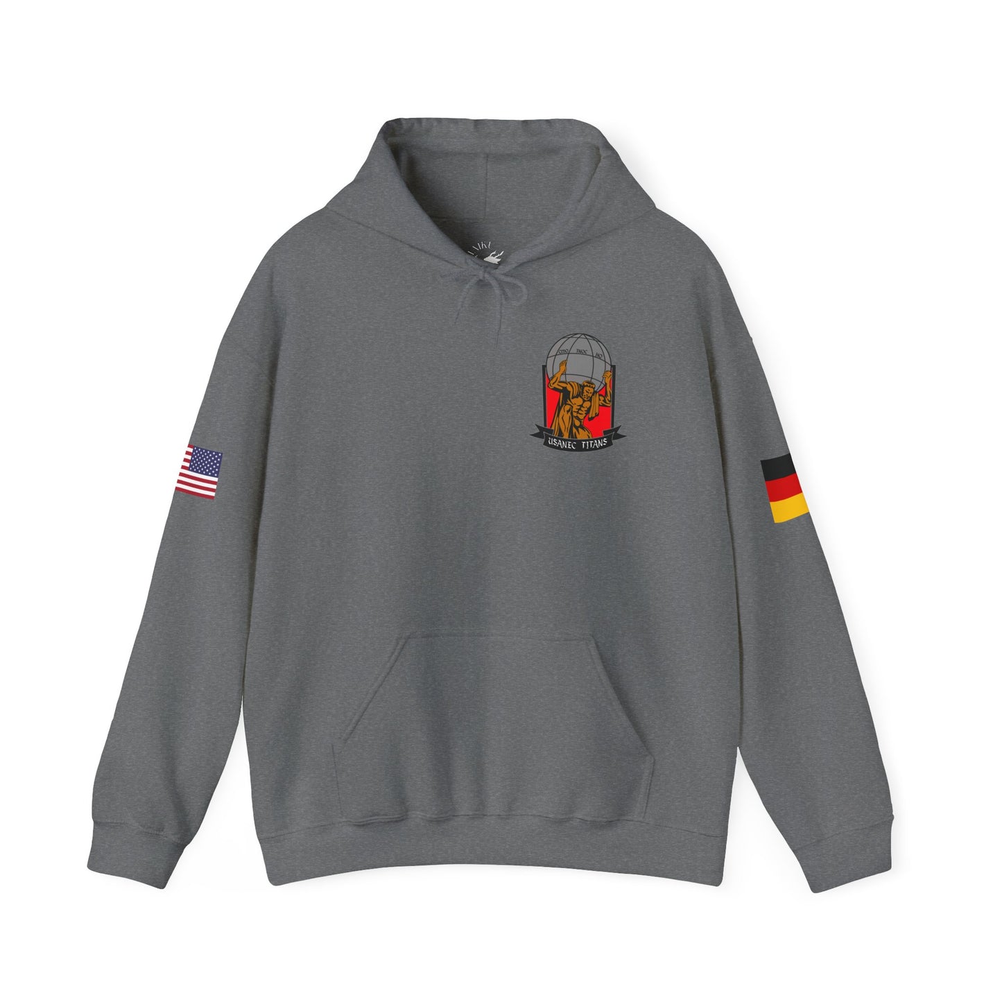 Titan 6 Call Sign -  USANEC-S - Flags on Sleeves - Unisex Heavy Blend™ Hooded Sweatshirt