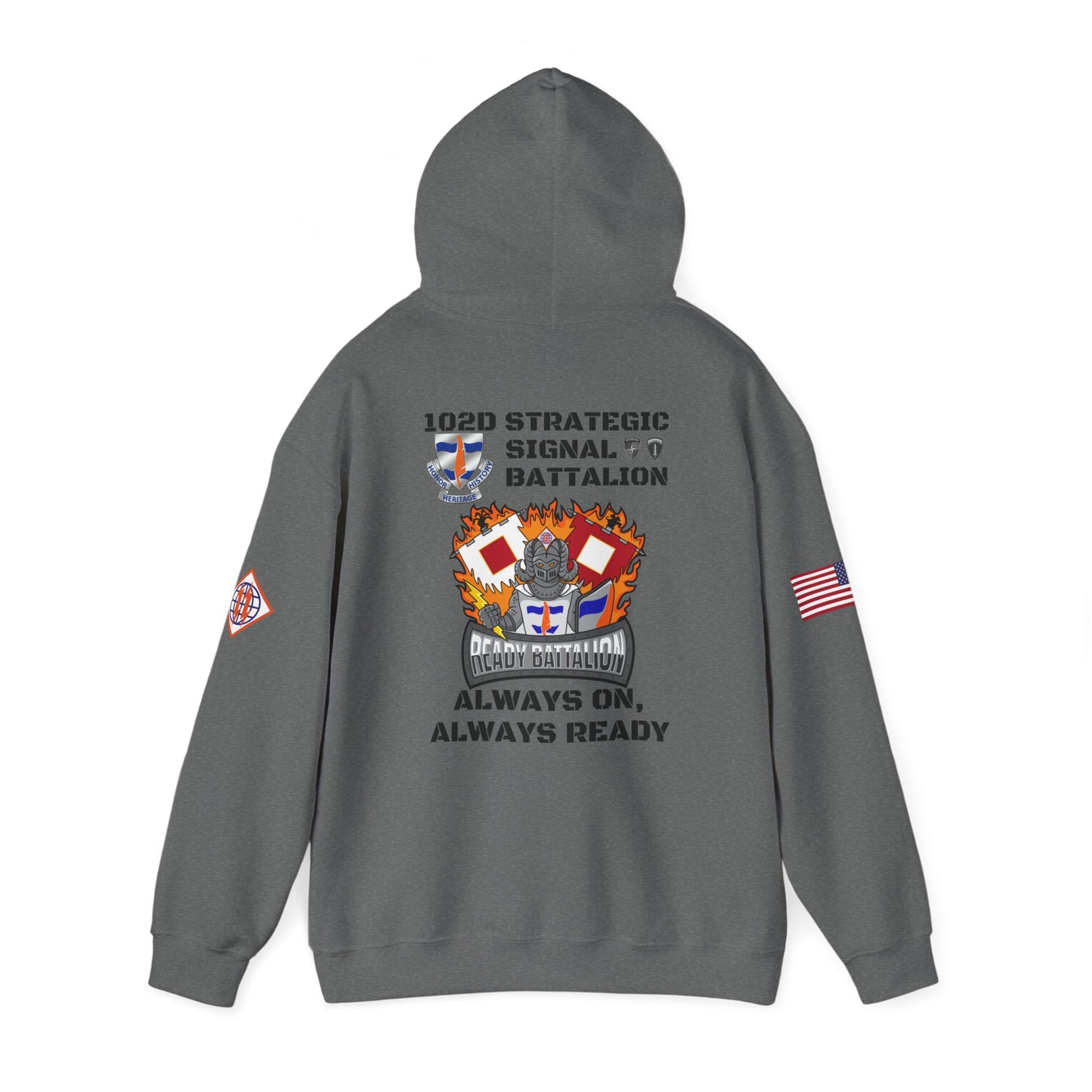 S4 - Option 2 - 102D SSB - Flags on Sleeves - Unisex Heavy Blend™ Hooded Sweatshirt