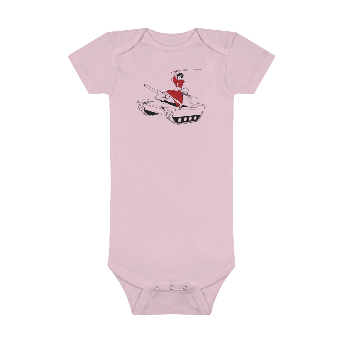 A Samurai on a Tank on a Baby Short Sleeve Onesie®