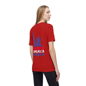 America x3 !  Unisex Midweight T-shirt, Made in USA