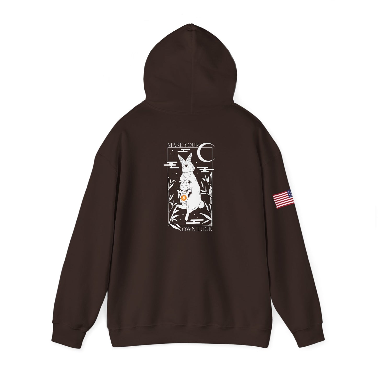 Bitcoin - USA Flag on Right Sleeve - Unisex Heavy Blend™ Hooded Sweatshirt