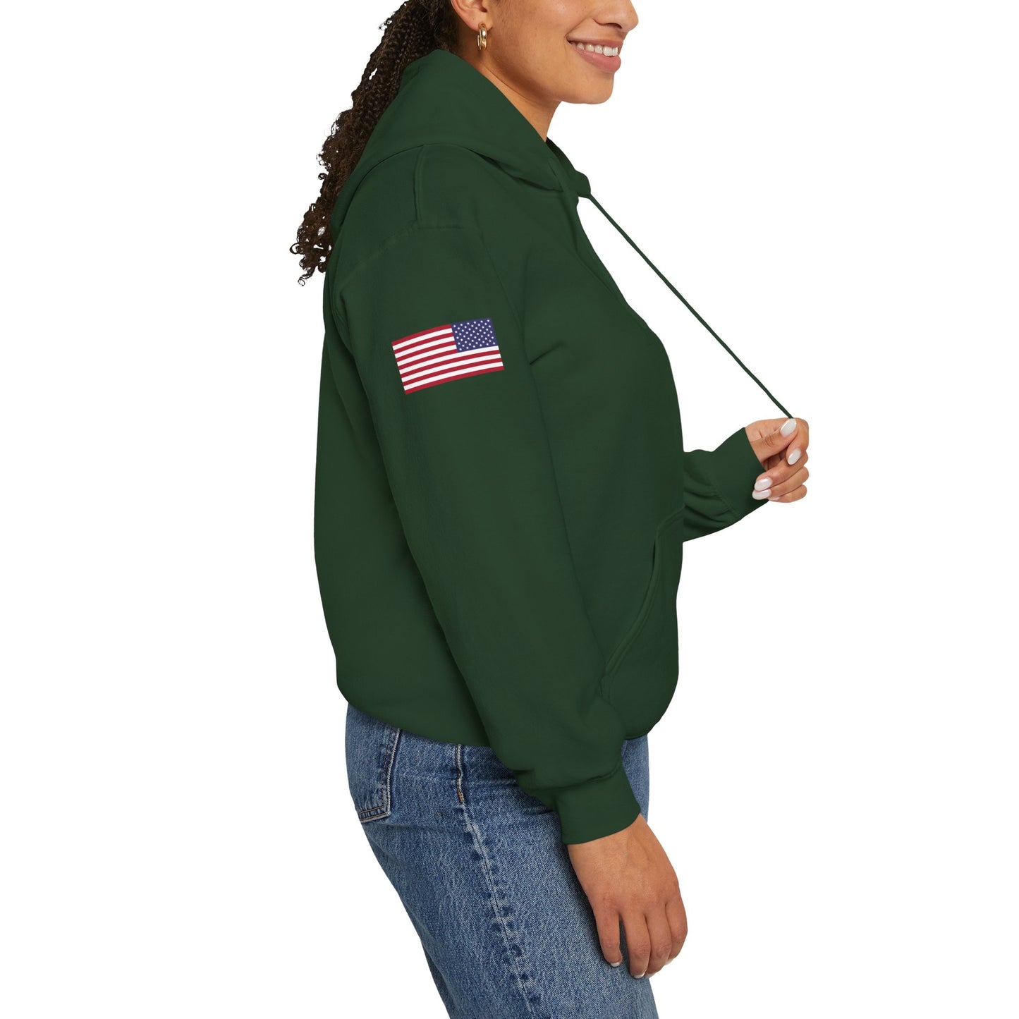 Bitcoin - USA Flag on Right Sleeve - Unisex Heavy Blend™ Hooded Sweatshirt