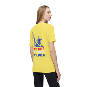 America x3 !  Unisex Midweight T-shirt, Made in USA