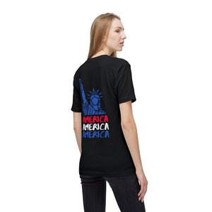America x3 !  Unisex Midweight T-shirt, Made in USA