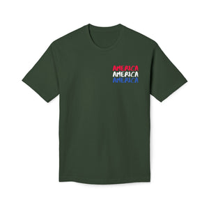 America x3 !  Unisex Midweight T-shirt, Made in USA