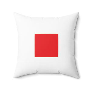 Signal Flag - Red Square on White - Spun Polyester Square Pillow