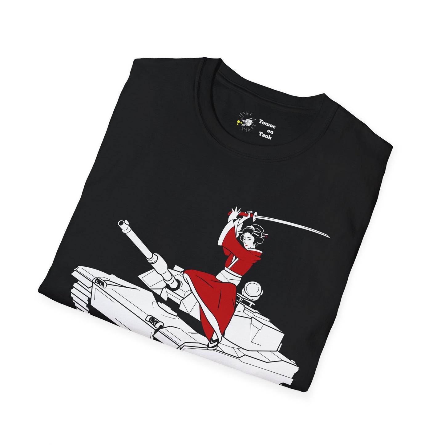 A Samurai on a Tank on a Soft-style tee