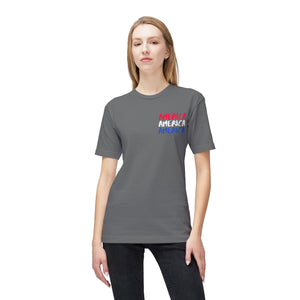 America x3 !  Unisex Midweight T-shirt, Made in USA