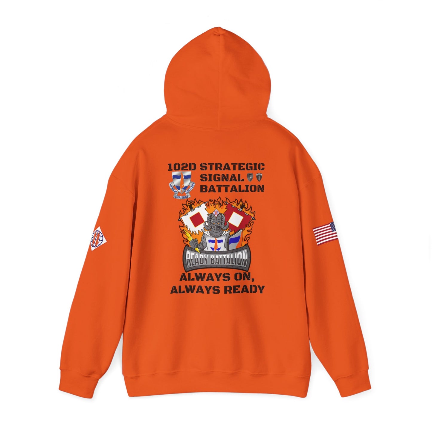 S4 - Option 2 - 102D SSB - Flags on Sleeves - Unisex Heavy Blend™ Hooded Sweatshirt