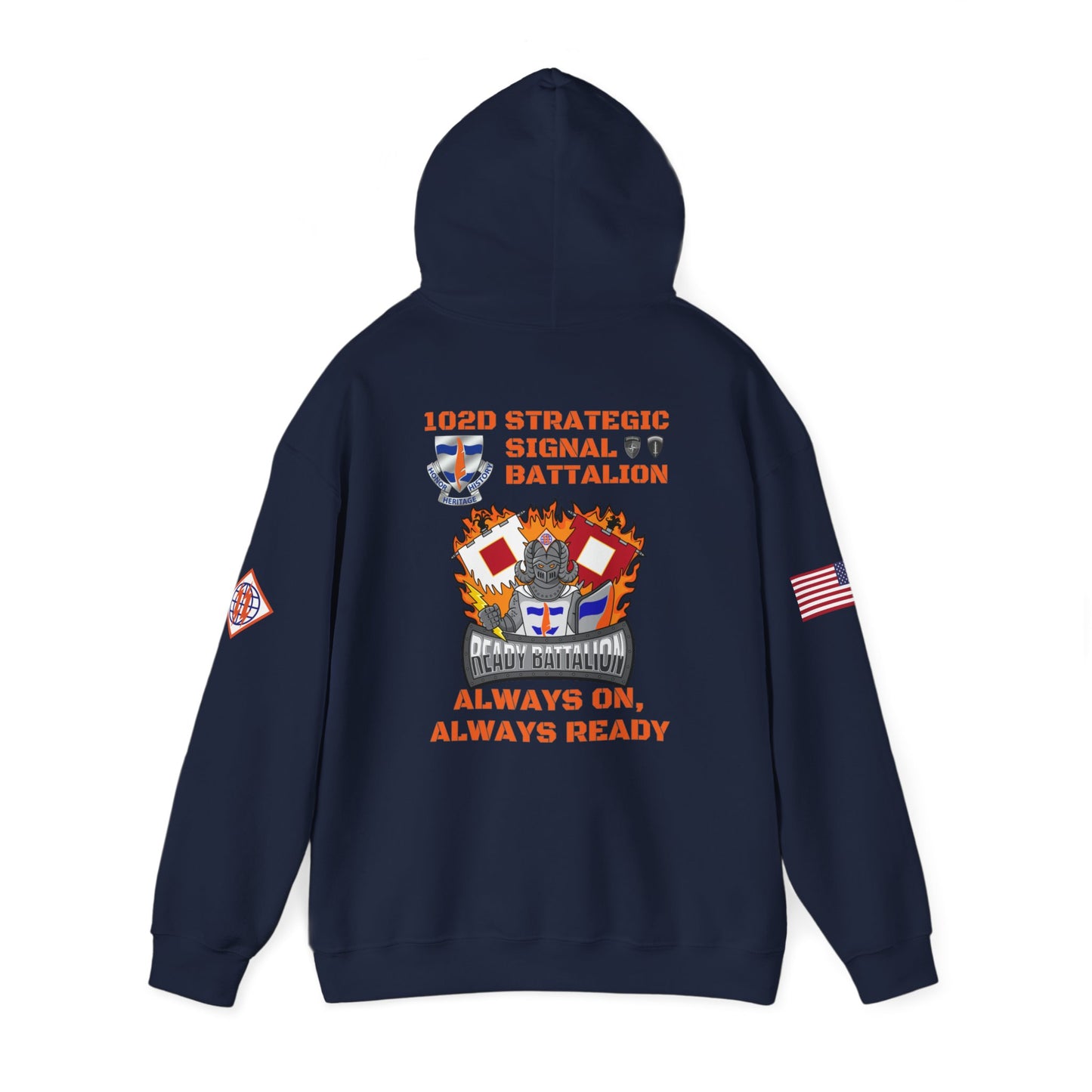 S4 - Option 2 - 102D SSB - Flags on Sleeves - Unisex Heavy Blend™ Hooded Sweatshirt