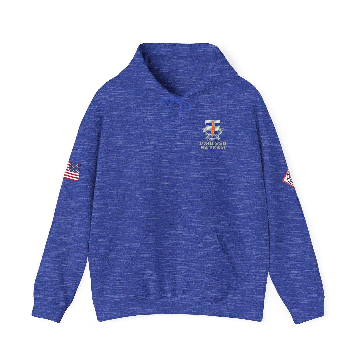 S4 - Option 2 - 102D SSB - Flags on Sleeves - Unisex Heavy Blend™ Hooded Sweatshirt