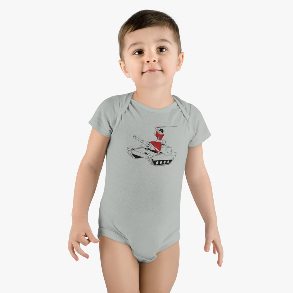 A Samurai on a Tank on a Baby Short Sleeve Onesie®