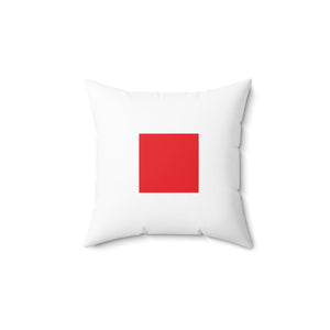 Signal Flag - Red Square on White - Spun Polyester Square Pillow