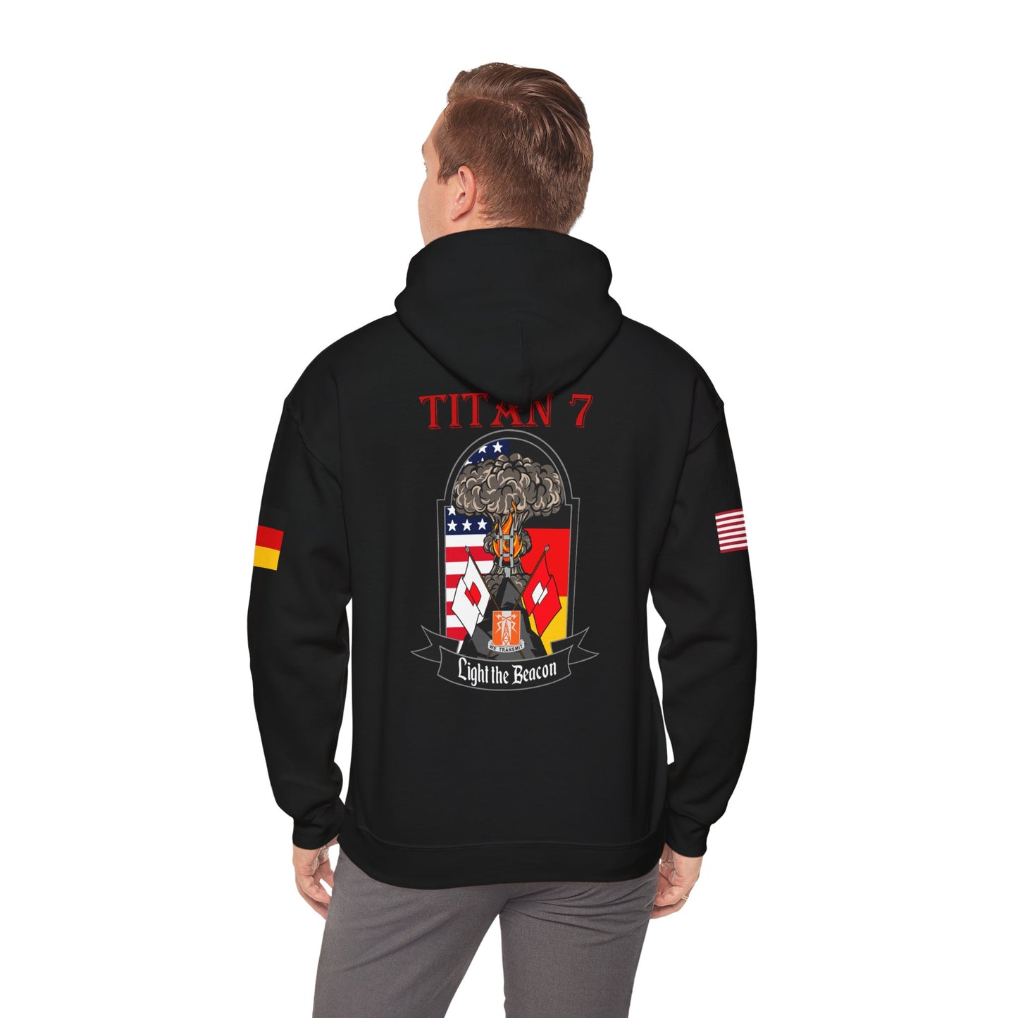 Titan 7 Call Sign -  USANEC-S - Flags on Sleeves - Unisex Heavy Blend™ Hooded Sweatshirt