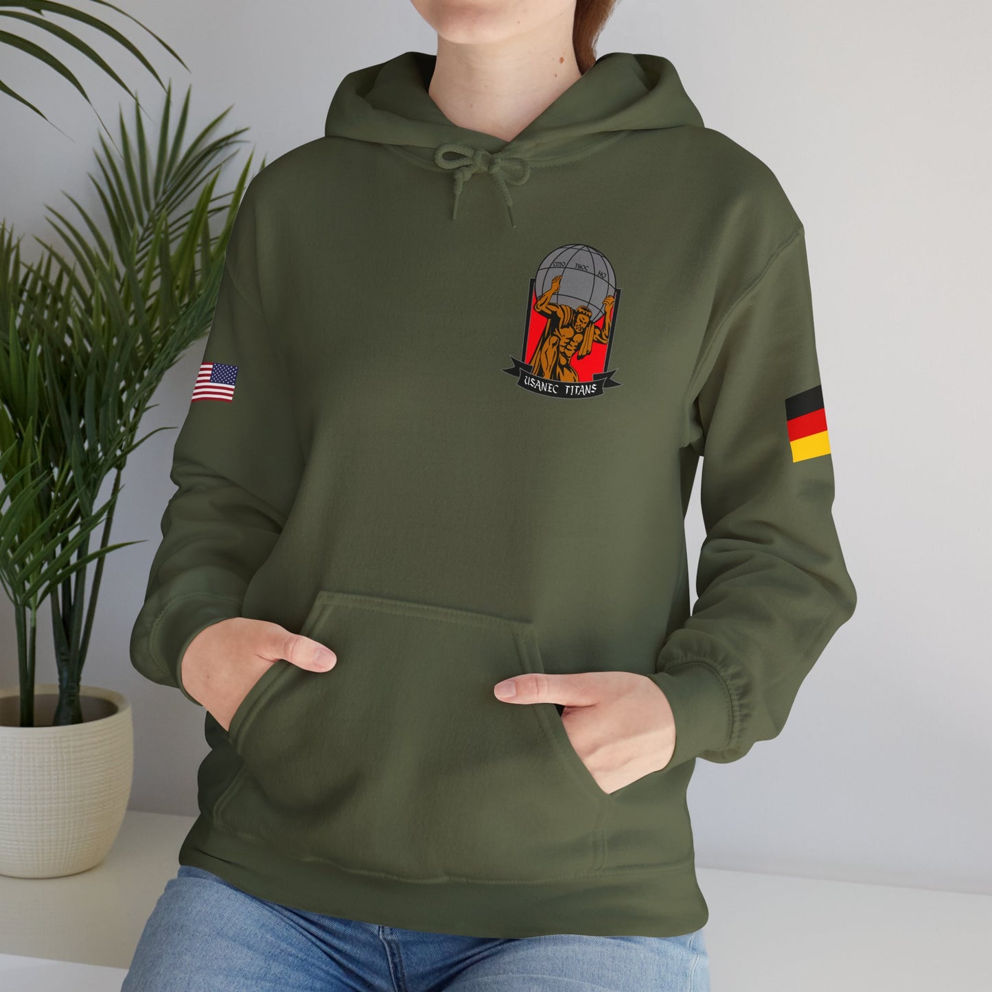 Titan 7 Call Sign -  USANEC-S - Flags on Sleeves - Unisex Heavy Blend™ Hooded Sweatshirt