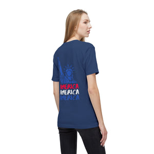 America x3 !  Unisex Midweight T-shirt, Made in USA