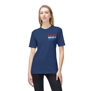 America x3 !  Unisex Midweight T-shirt, Made in USA