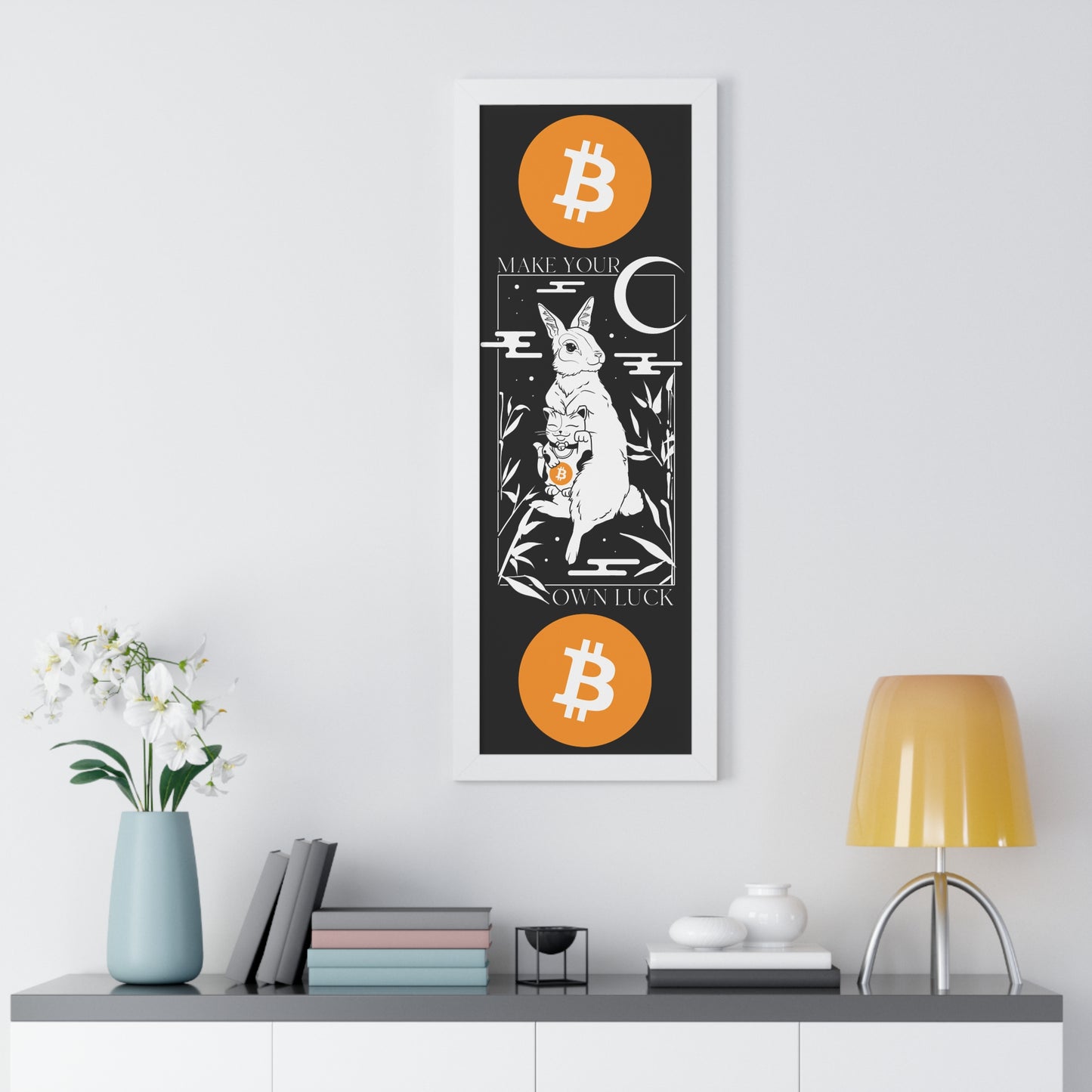 Bitcoin  - Make Your Own Luck - Framed Vertical Poster