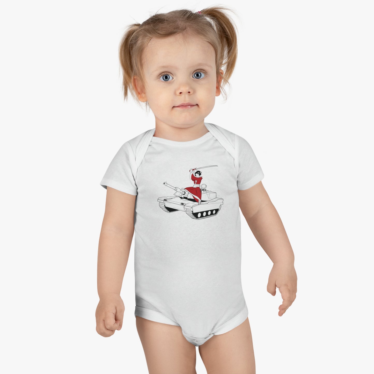 A Samurai on a Tank on a Baby Short Sleeve Onesie®