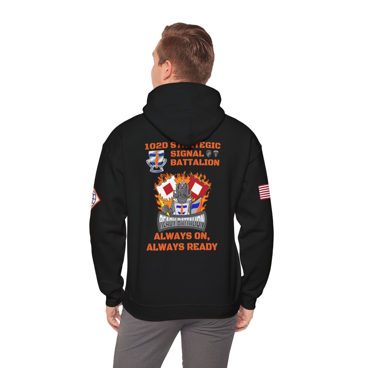 S4 - Option 2 - 102D SSB - Flags on Sleeves - Unisex Heavy Blend™ Hooded Sweatshirt